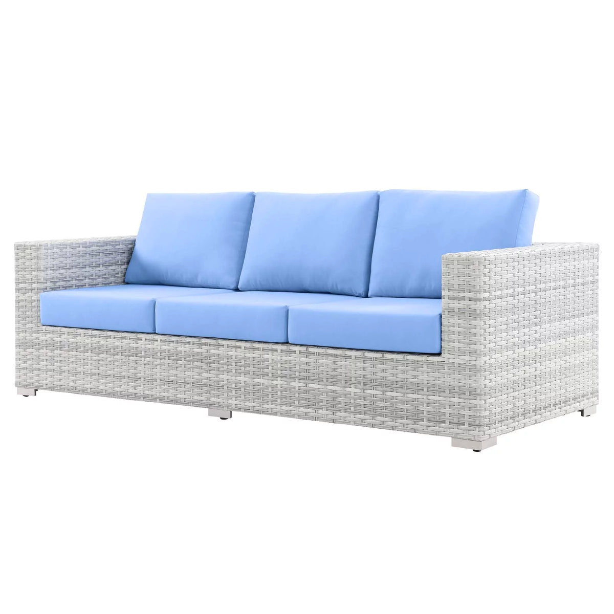 Light Grey Light Blue Rattan Wicker Sofa O18892