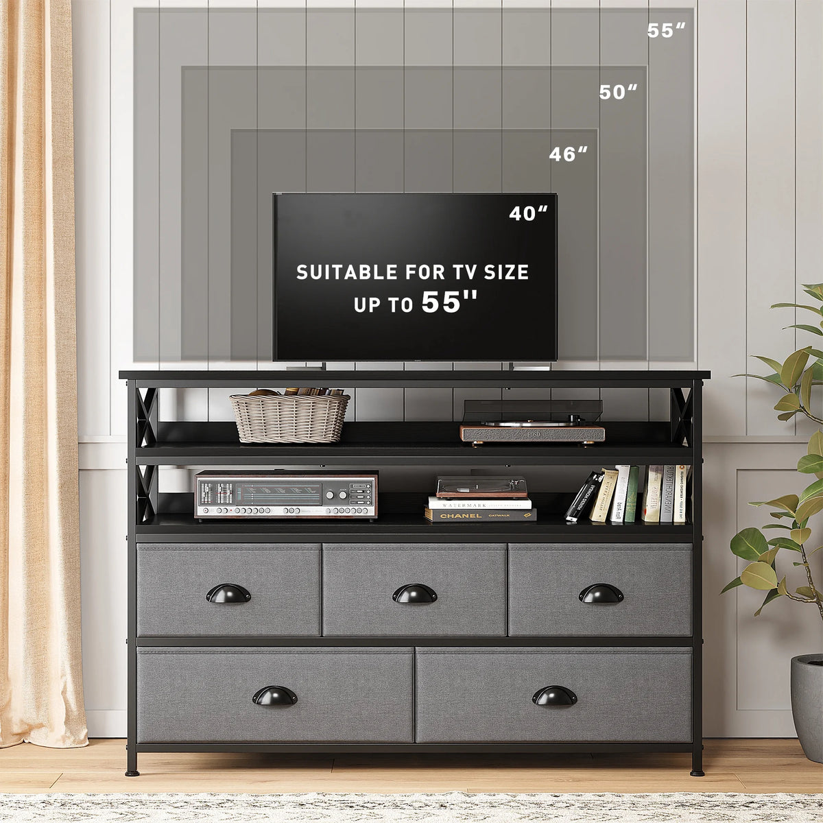 Rustic Brown 5 Drawer Dresser TV Stand A36186