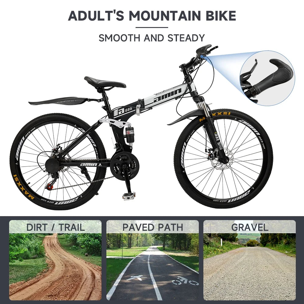 Full Suspension 21 Speed 26 Inch Dual Disc Brake Mountain Bike U9012