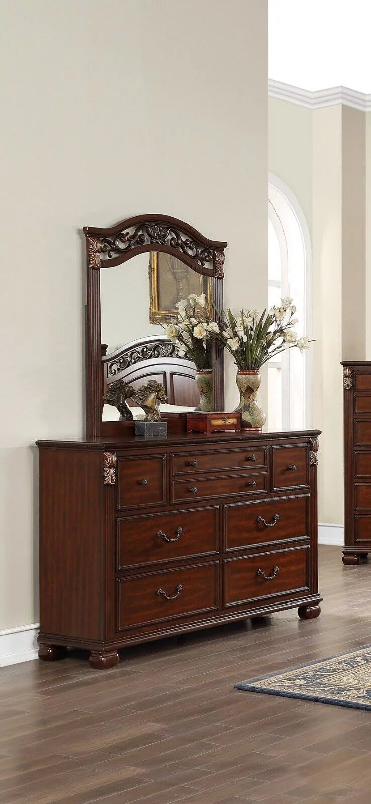 King Size 4p Bedroom Furniture Set Wooden Brown V868325