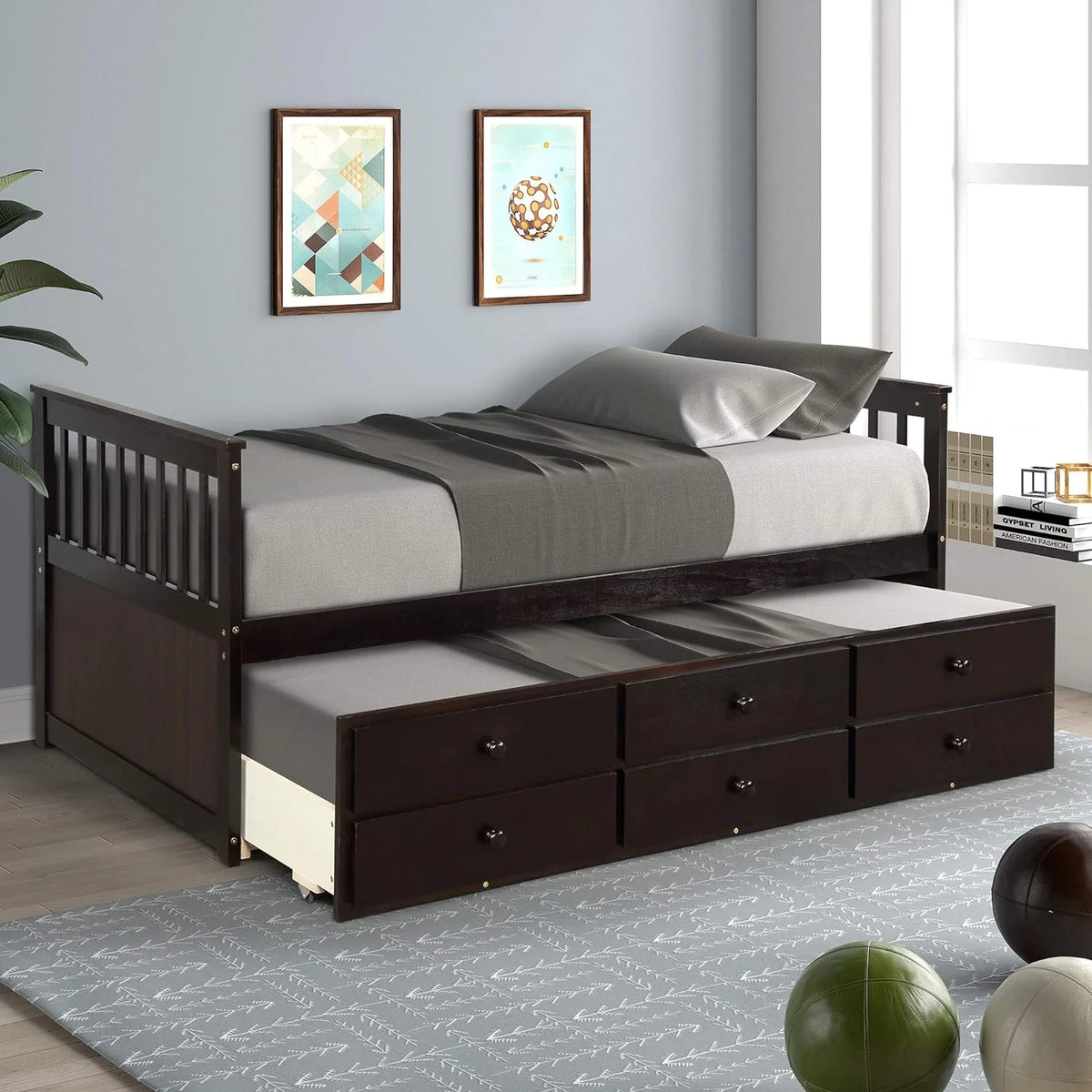 Daybed with Trundle and Storage Drawers D433