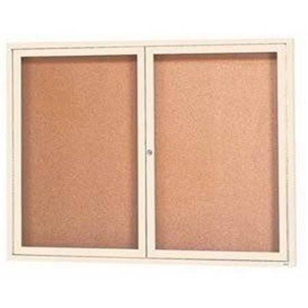 Ivory Aluminum Framed Enclosed Bulletin Board 24 x 12 in. P4101