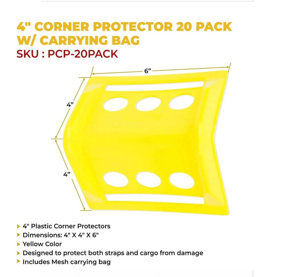 120 Pack Yellow 4" Flatbed Edge Protectors with Carrying Case D11701