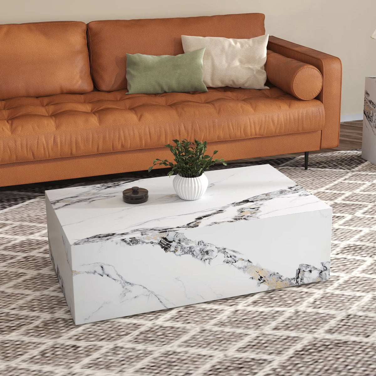 Coffee Table Set of 3 Faux Marble Top S78202