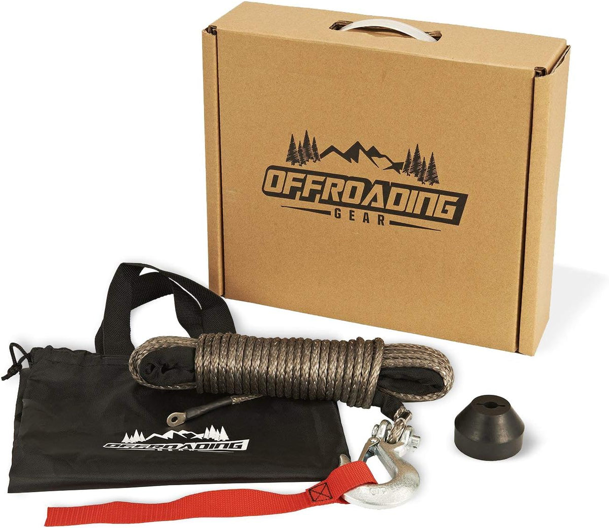 50'x1/4" Synthetic Winch Rope Kit with Snap Hook & Stopper F5199