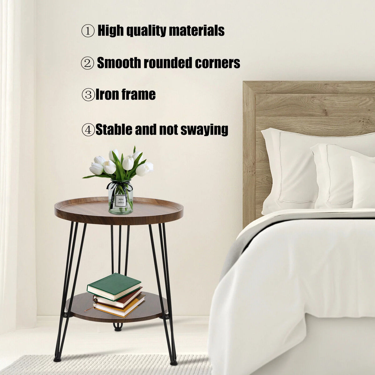 Round End Table with Storage Shelf W880703