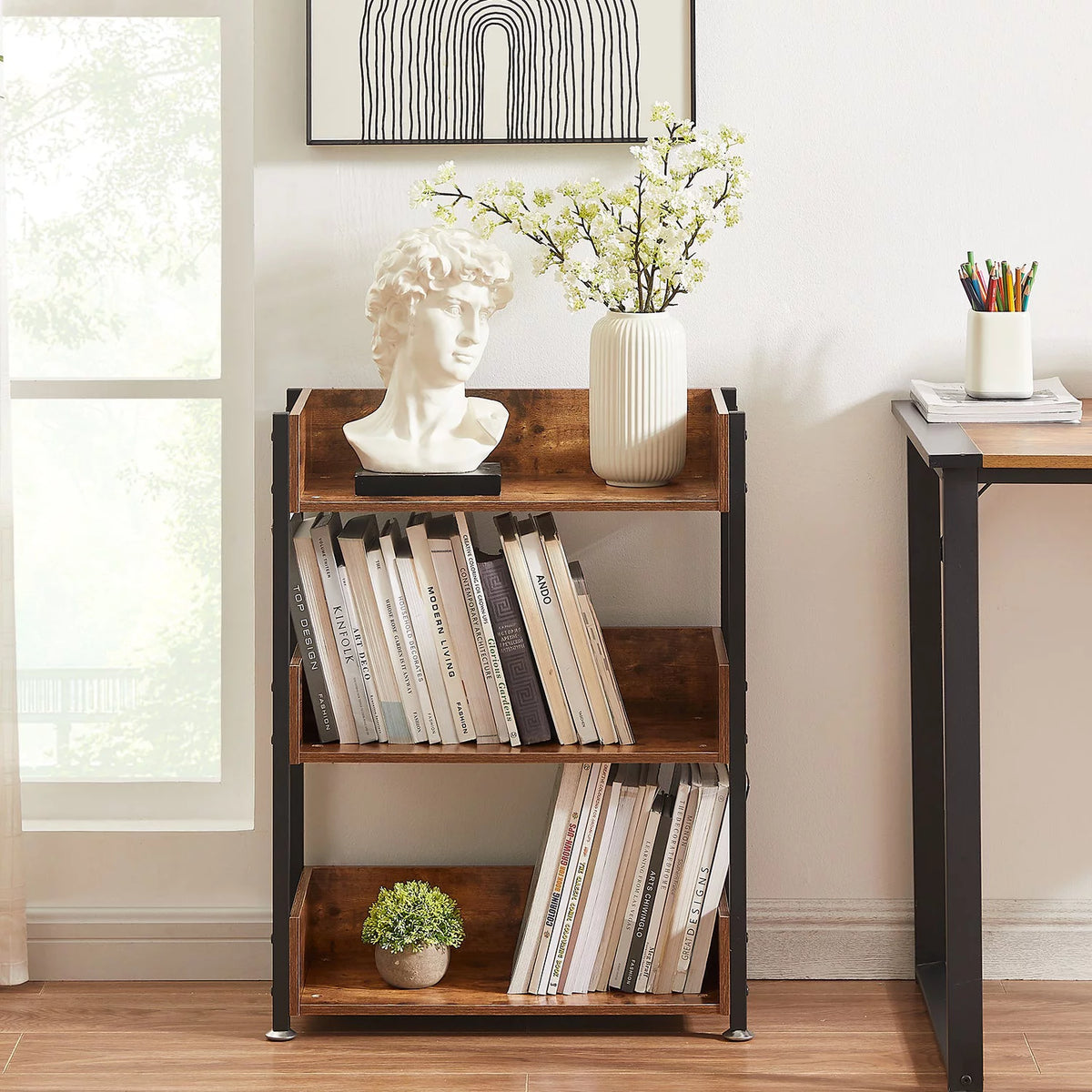 3-Tier Wooden Bookcase with Storage Shelves G8561