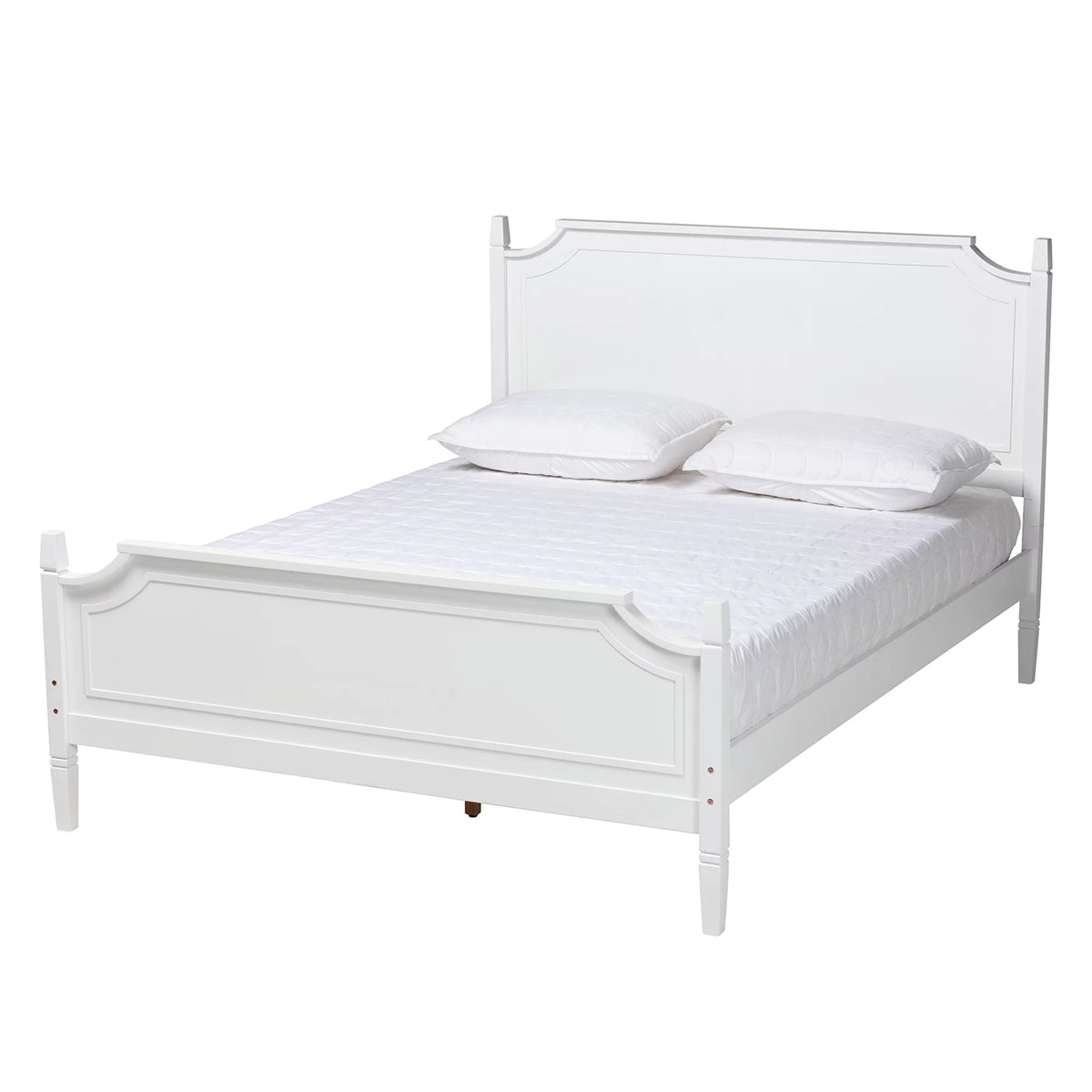 White Wood Queen Size Platform Bed W380652