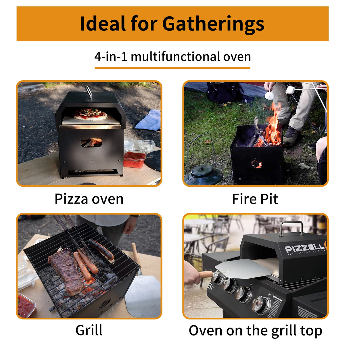 4 in 1 Wood Fired 12 inch Pizza Oven V4268