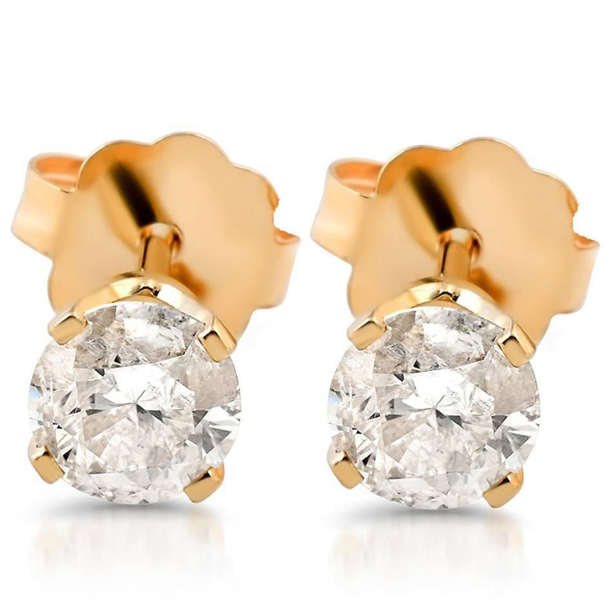 1/4ct Round Cut Diamond Studs Earrings 14K Gold M296320