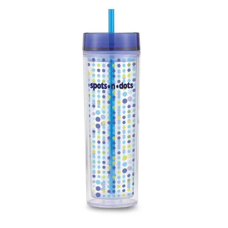 16 oz Double Wall Plastic Tumbler with Straw and Lid L234