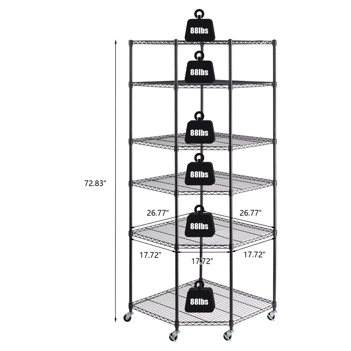 6 Tire Heavy Duty Steel Garage Storage Rack with Wheels M51386