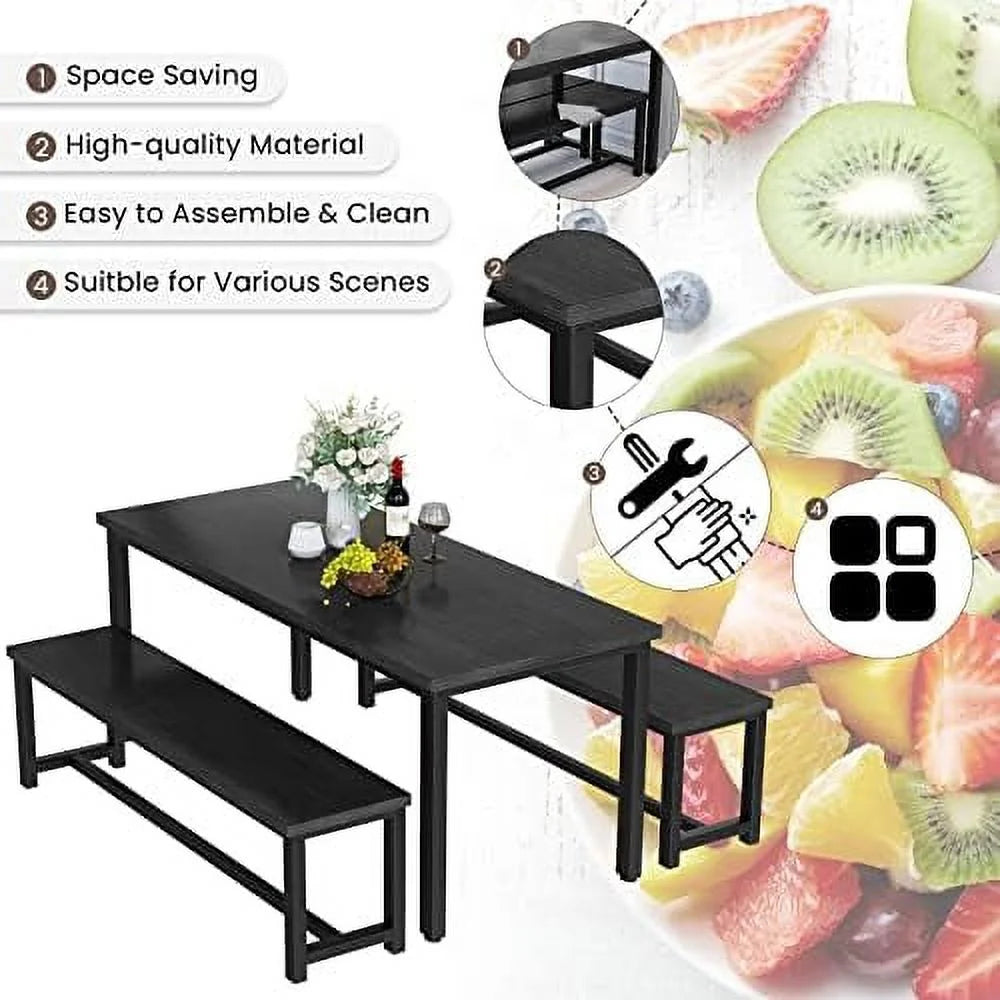 47" Dining Table Set with 2 Benches J904