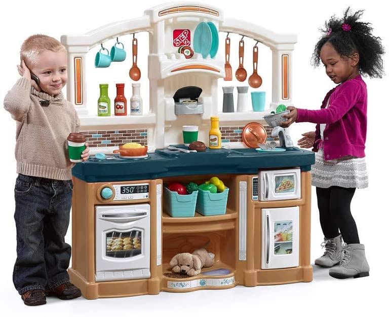 Tan/Blue Kids Play Kitchen X8124