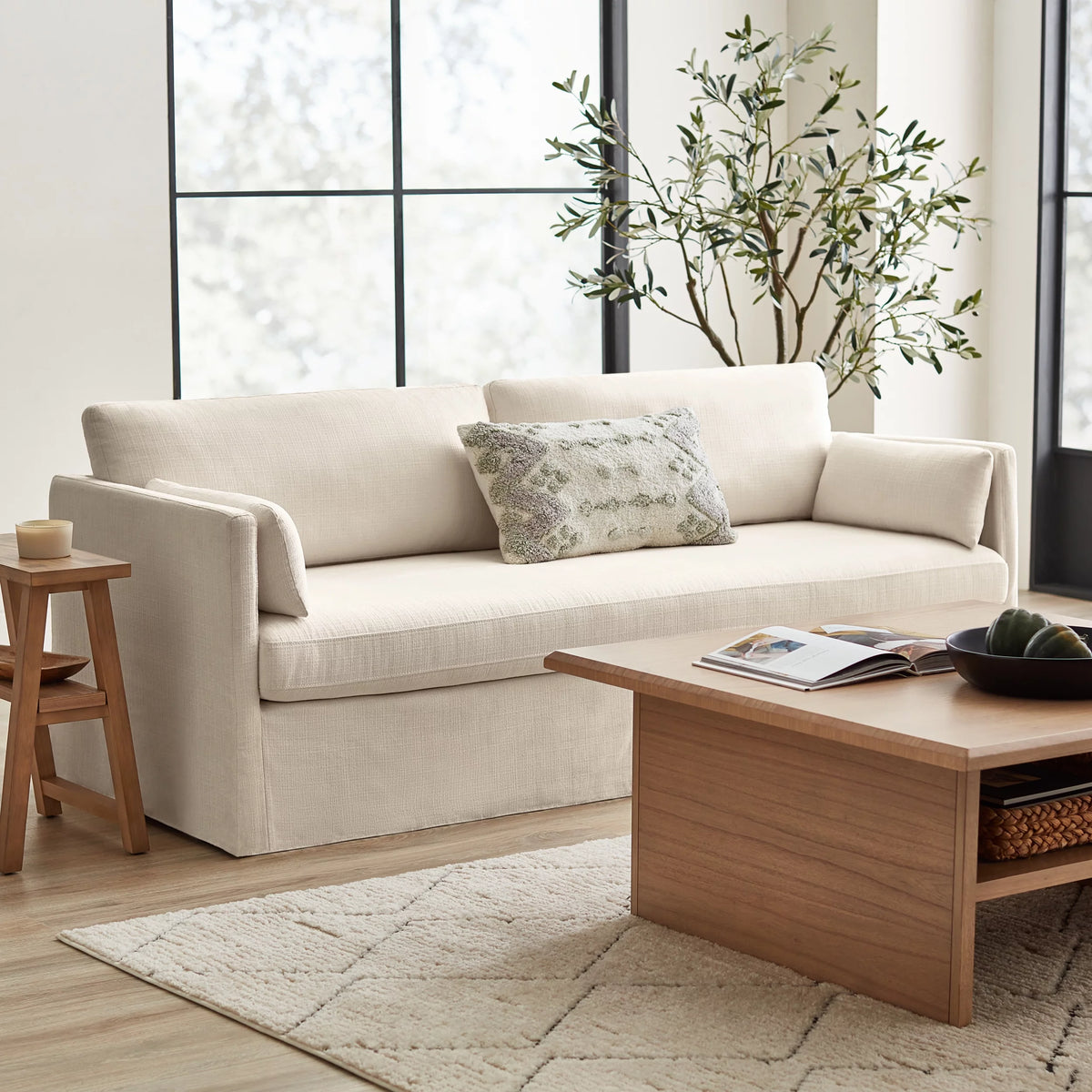 Cream Slipcover Sofa B830