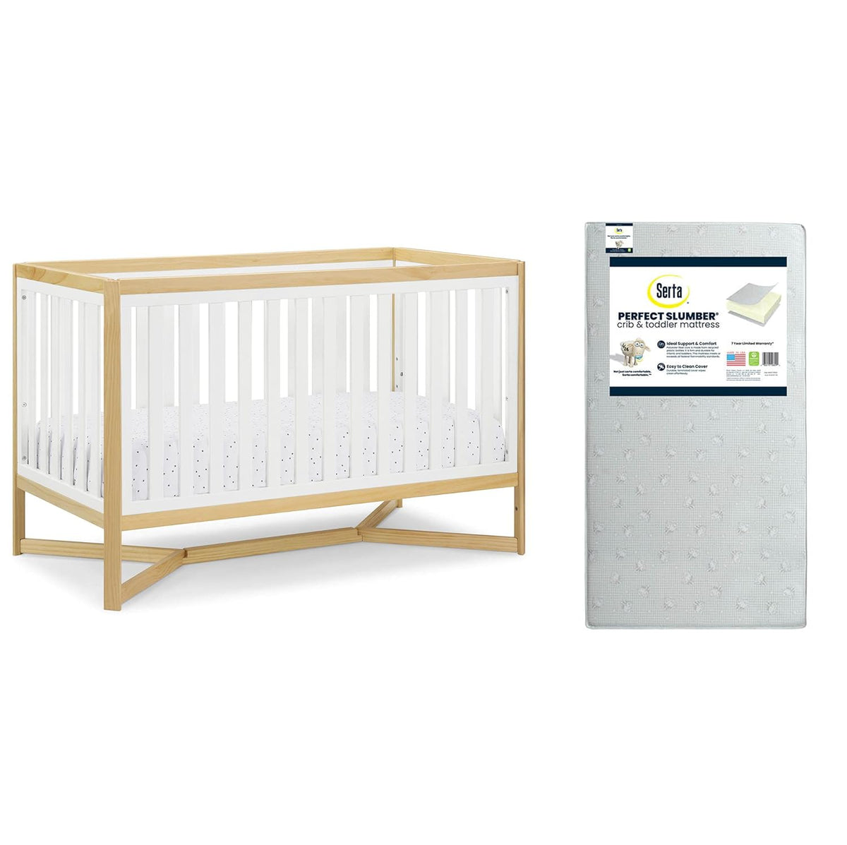 Midnight Grey 4-in-1 Convertible Crib with Crib & Toddler Mattress C658