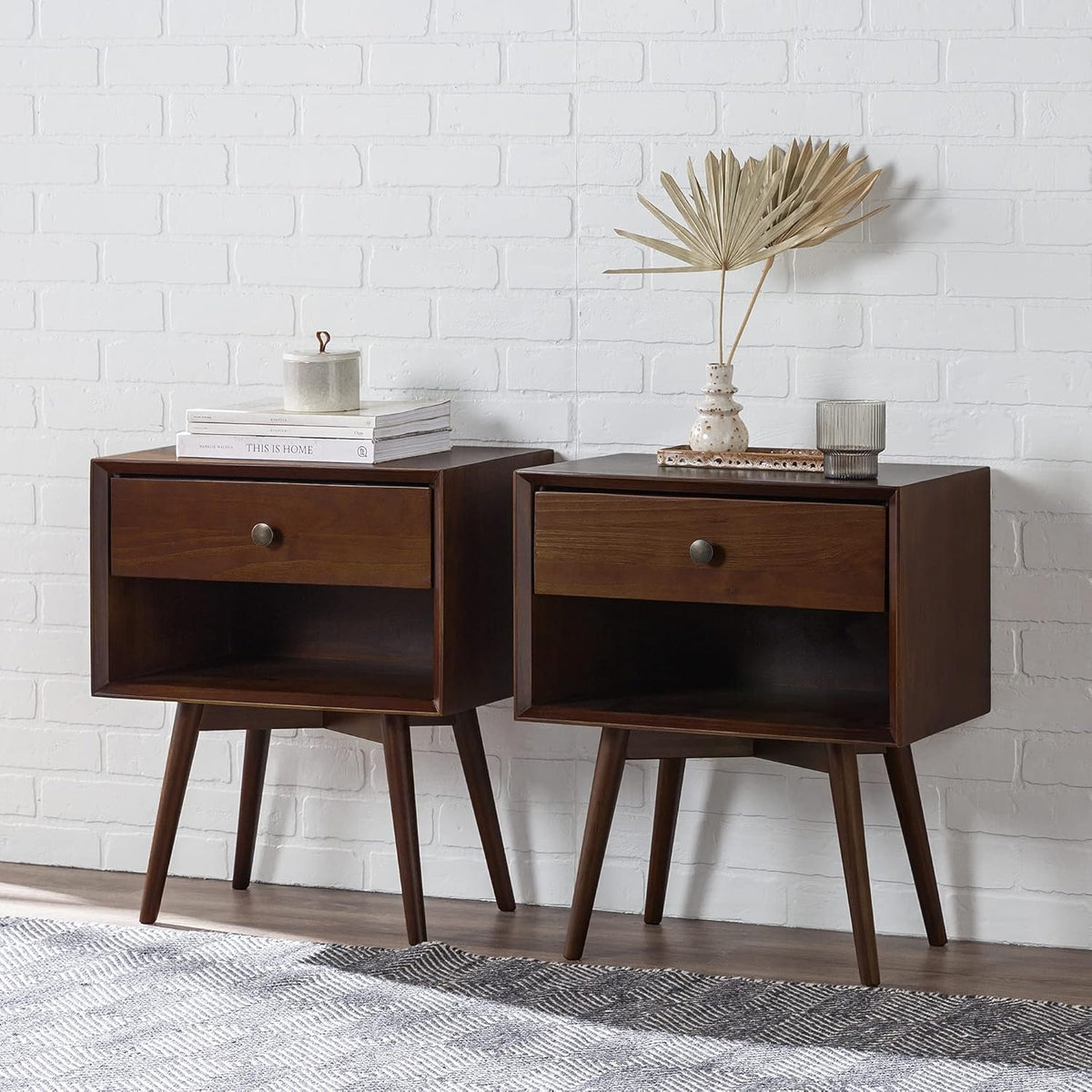 Caramel 2 Drawer Wood Nightstand D601140