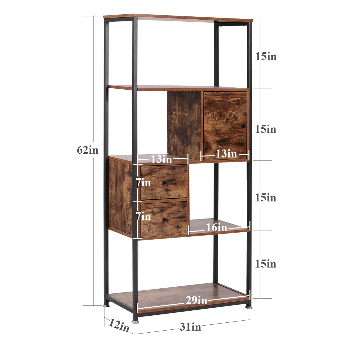 4-Tier Wooden Bookshelf with Drawer N516