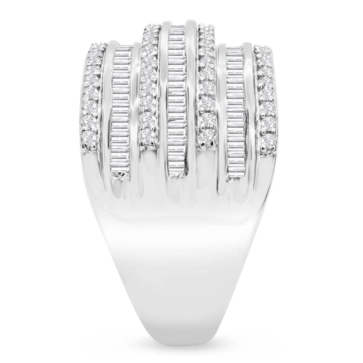 1 Carat Baguette and Round Colorless Diamond Band Ring In Sterling Silver Q8360