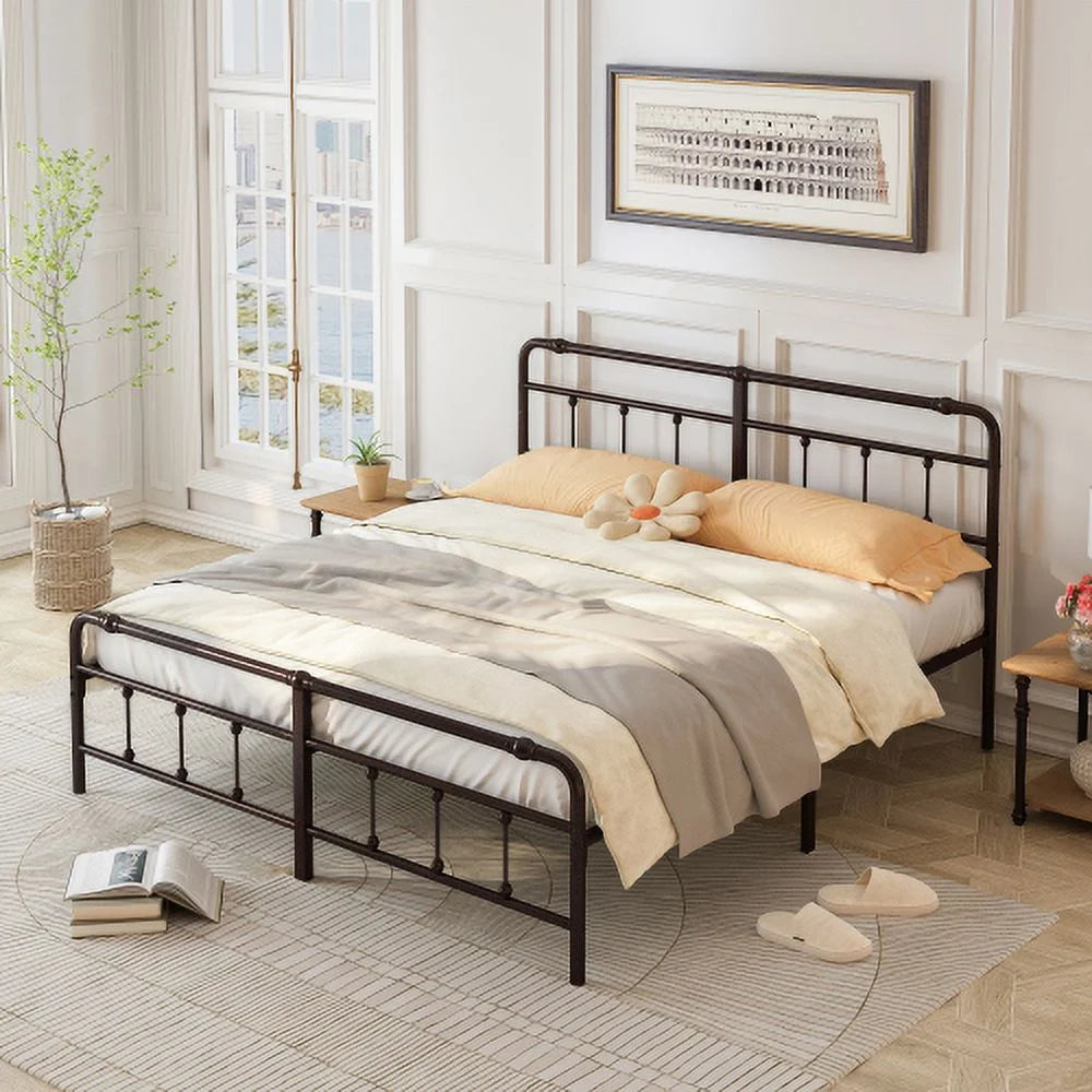 King Size Metal Platform Bed Frame with Headboard/Footboard P5009