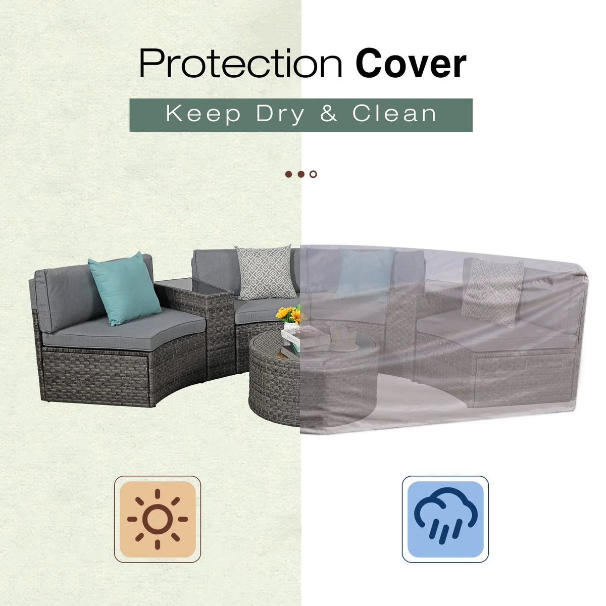 Grey 7-Piece Outdoor Patio Furniture Set with Waterproof Cover T145