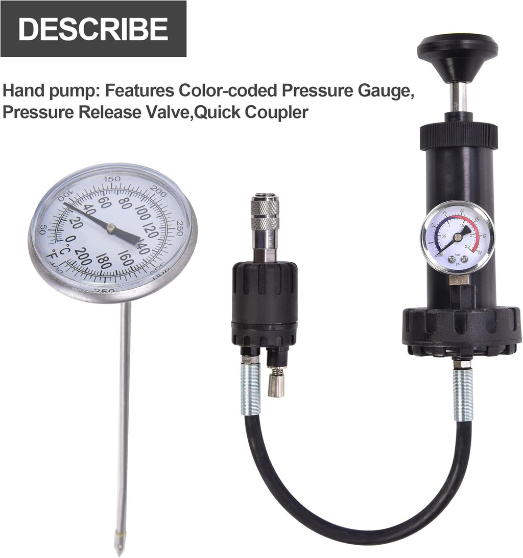 17pcs Radiator Pressure Tester Kit, Vacuum Pump Type Cooling System, Black S250