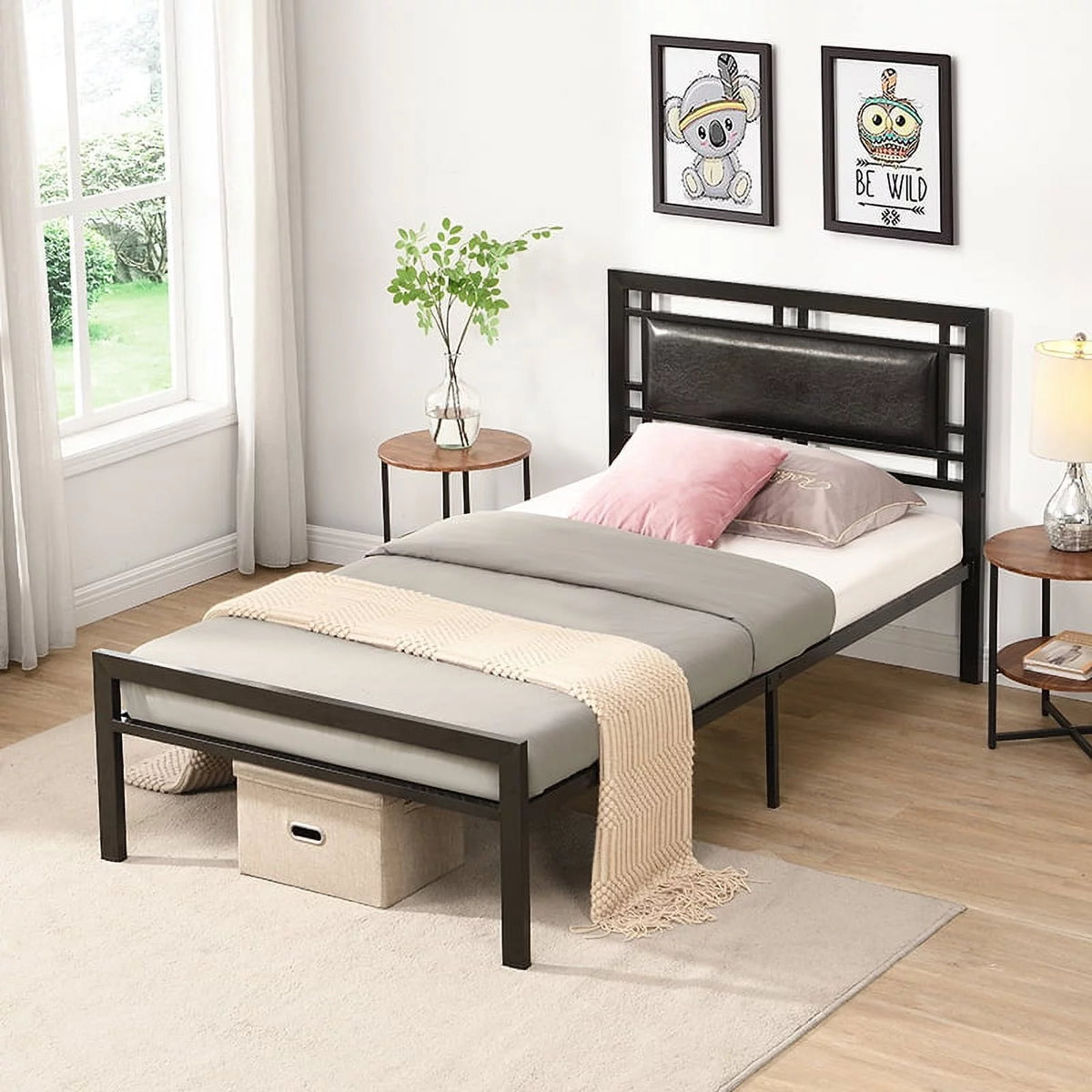 Twin Size Black Metal Bed Frame J1597