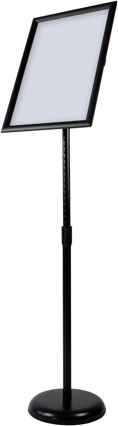 Adjustable Pedestal Poster Stand Aluminum Snap Open Frame for 11 x 17 Inch, Black Z177