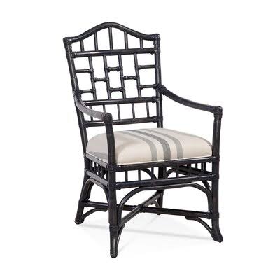 Blue and Gray and Beige Stripe Arm Chair C4053